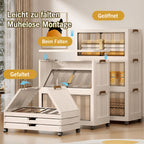 Armario de almacenamiento plegable extragrande de 74 cm con ruedas, puertas magnéticas y paneles transparentes, unidad organizadora de plástico apilable para dormitorio, sala de estar, oficina, despensa y documentos