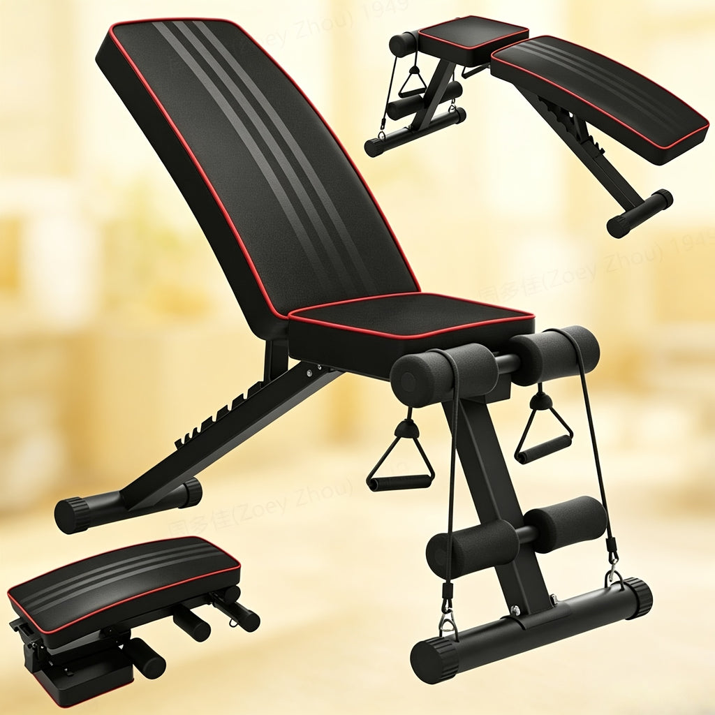 1 Banco de Halteres Plegable y Ajustable - Taburete de Fitness para Entrenamiento de Peso que Ahorra Espacio para Gimnasio, Entrenamiento Físico, Ejercicio Corporal y en Casa - Diseño Compacto, Portátil y Ergonómico