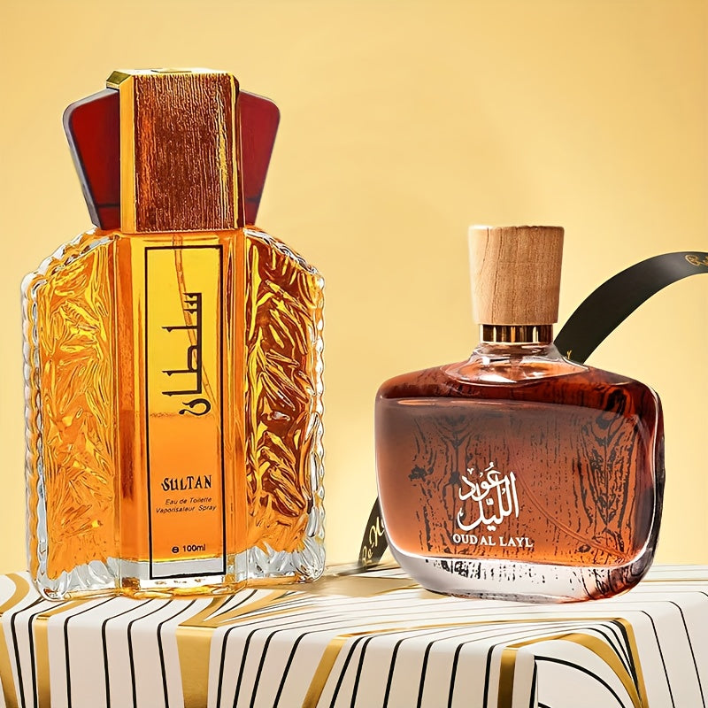 Dos Perfumes Clásicos para Hombre, Perfumes Árabes para Hombre, Set de 2 piezas, Empaquetado Individual, Fragancia Amaderada, La Primera Opción para Regalos de Vacaciones, Adecuado para Novios y Amigos Cada Uno