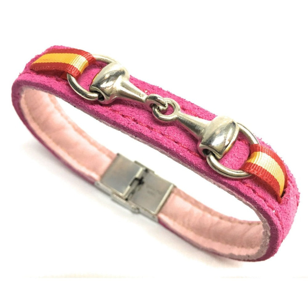 Pulsera De Cuero Figura Estribo y Figura Caballo | Bandera De España | Complementos de Moda Unisex