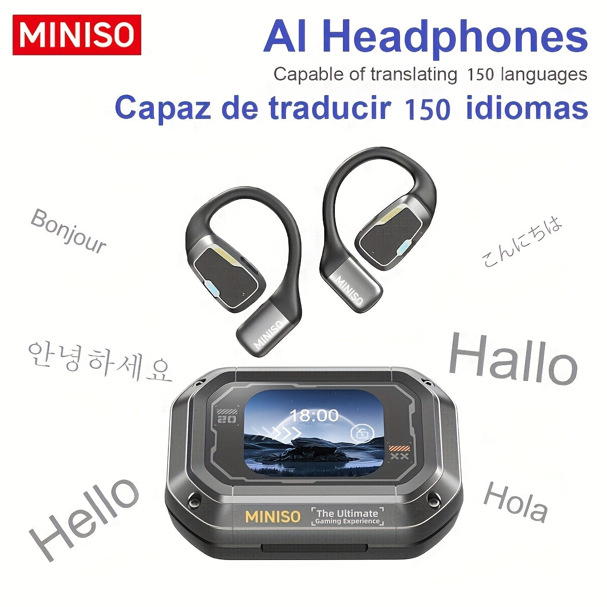 Auriculares con traducción IA en tiempo real multifuncional | Viajes, negocios y comunicación