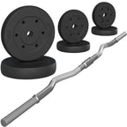 Juego de pesas Sz-Barbell Set Curlset 20/25/30 Kg, juego de barra larga con 6 discos, Sz-Bar para entrenamiento de fuerza, barra de curl con pesas