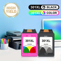 Cartuchos de tóner de repuesto compatibles con HP 301XL para impresoras HP Deskjet 1110/1111/1112, Envy 4510/4511/4512, Officejet 3830/3831/3832, 4650/4652/4654 - Recarga de tóner compatible, sin piezas electrónicas, reemplazo económico
