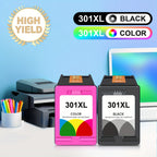 Cartuchos de tóner de repuesto compatibles con HP 301XL para impresoras HP Deskjet 1110/1111/1112, Envy 4510/4511/4512, Officejet 3830/3831/3832, 4650/4652/4654 - Recarga de tóner compatible, sin piezas electrónicas, reemplazo económico