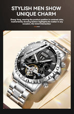 Reloj mecánico automático de lujo para hombres con indicador de día y fecha, adecuado para ocasiones formales e informales, un regalo perfecto