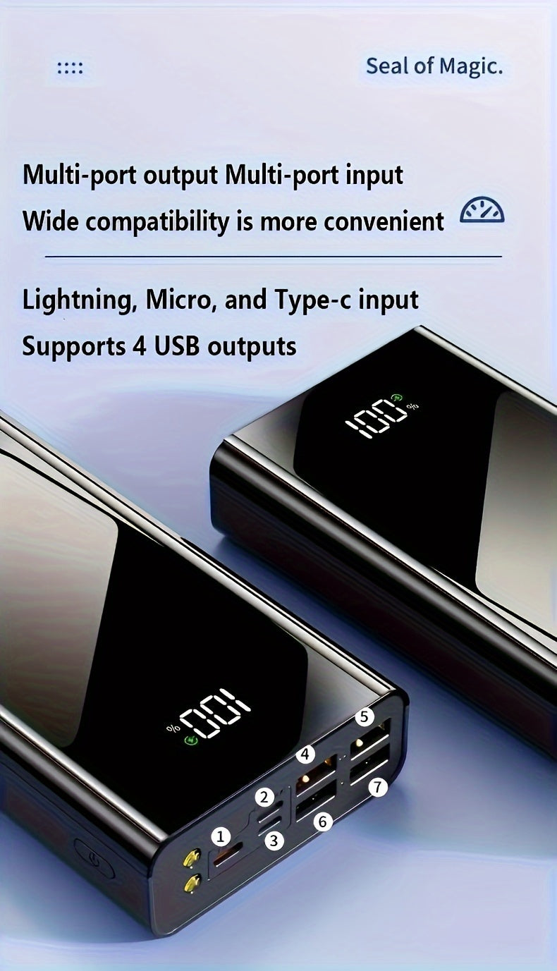 Batería externa | Cargador USB rápido de 50000 mAh de capacidad extragrande con pantalla LED, linterna y reserva de energía de emergencia - Luz