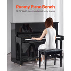 Banca de Piano con Almacenamiento, Asiento Acolchado y Estante de Madera para Libros VEVOR
