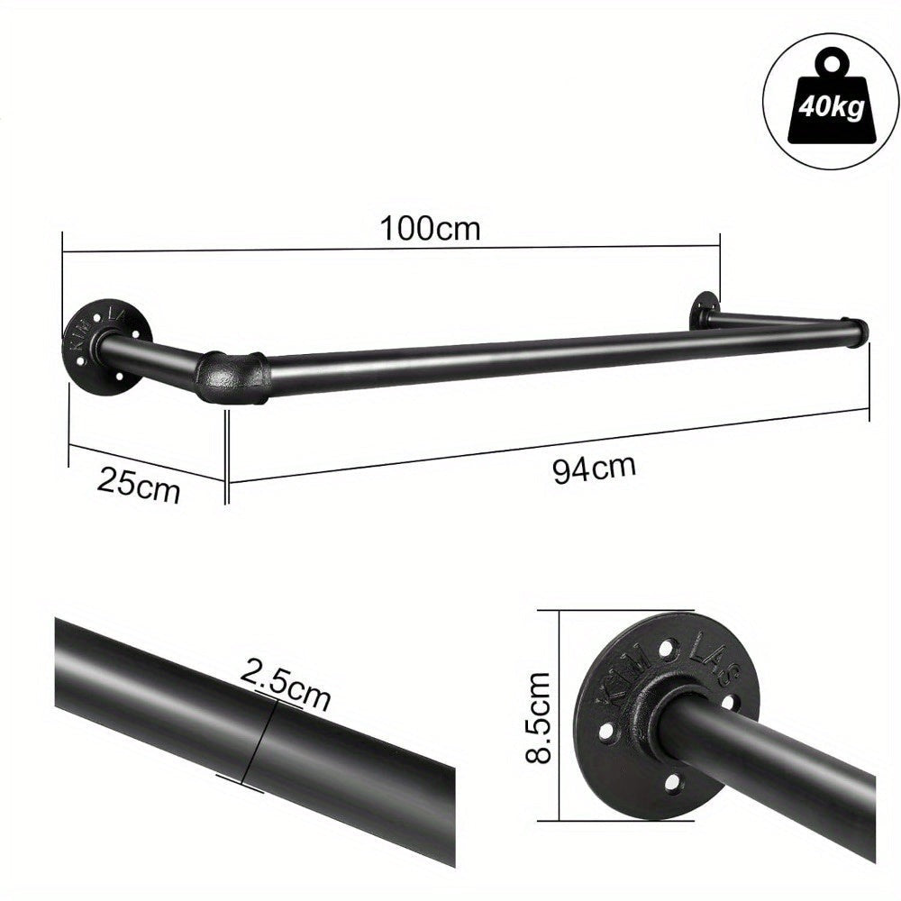 Perchero tubular de pared de estilo industrial, extraíble para sala de estar, dormitorio, vestíbulo, baño,