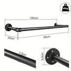 Perchero tubular de pared de estilo industrial, extraíble para sala de estar, dormitorio, vestíbulo, baño,
