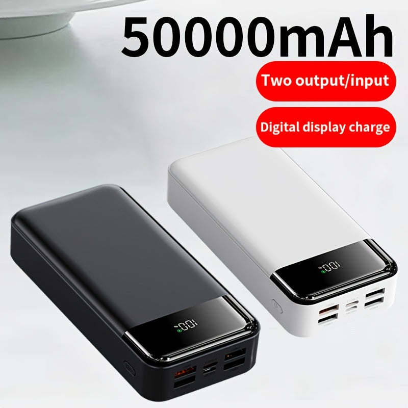 Batería externa | Un Power Bank Portátil de Alta Capacidad con Carga Rápida de 50000Mah, Cuatro Puertos USB, Interfaz Tipo-C y Micro, Adecuado