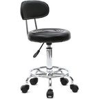 Taburete de oficina Bonnlo | Rodante, giro de 360°, altura ajustable, material de PVC, forma redonda, respaldo negro para estudio de uñas, salón de belleza, spas y oficinas