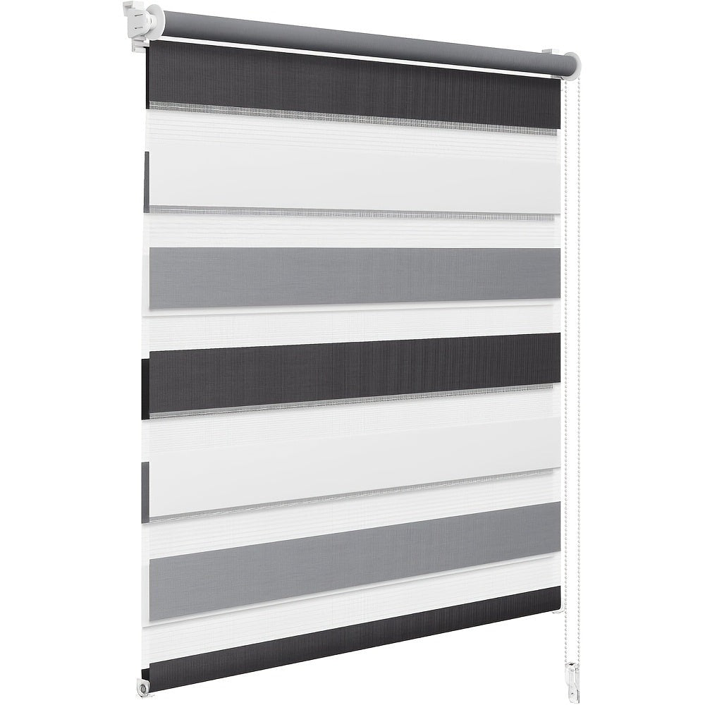 1 unidad, persiana de doble rodillo, cortina de doble capa sin perforaciones, bloqueo de luz, a prueba de sol y aislante térmico, luz ajustable, adecuada para dormitorio, sala de estar, cocina, baño, oficina, estudio, balcón, decoración del hogar