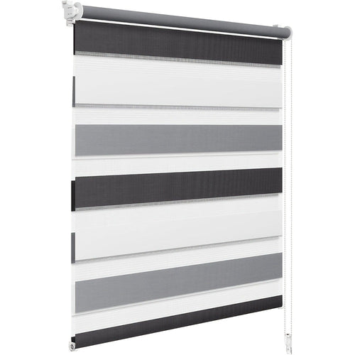 1 unidad, persiana de doble rodillo, cortina de doble capa sin perforaciones, bloqueo de luz, a prueba de sol y aislante térmico, luz ajustable, adecuada para dormitorio, sala de estar, cocina, baño, oficina, estudio, balcón, decoración del hogar