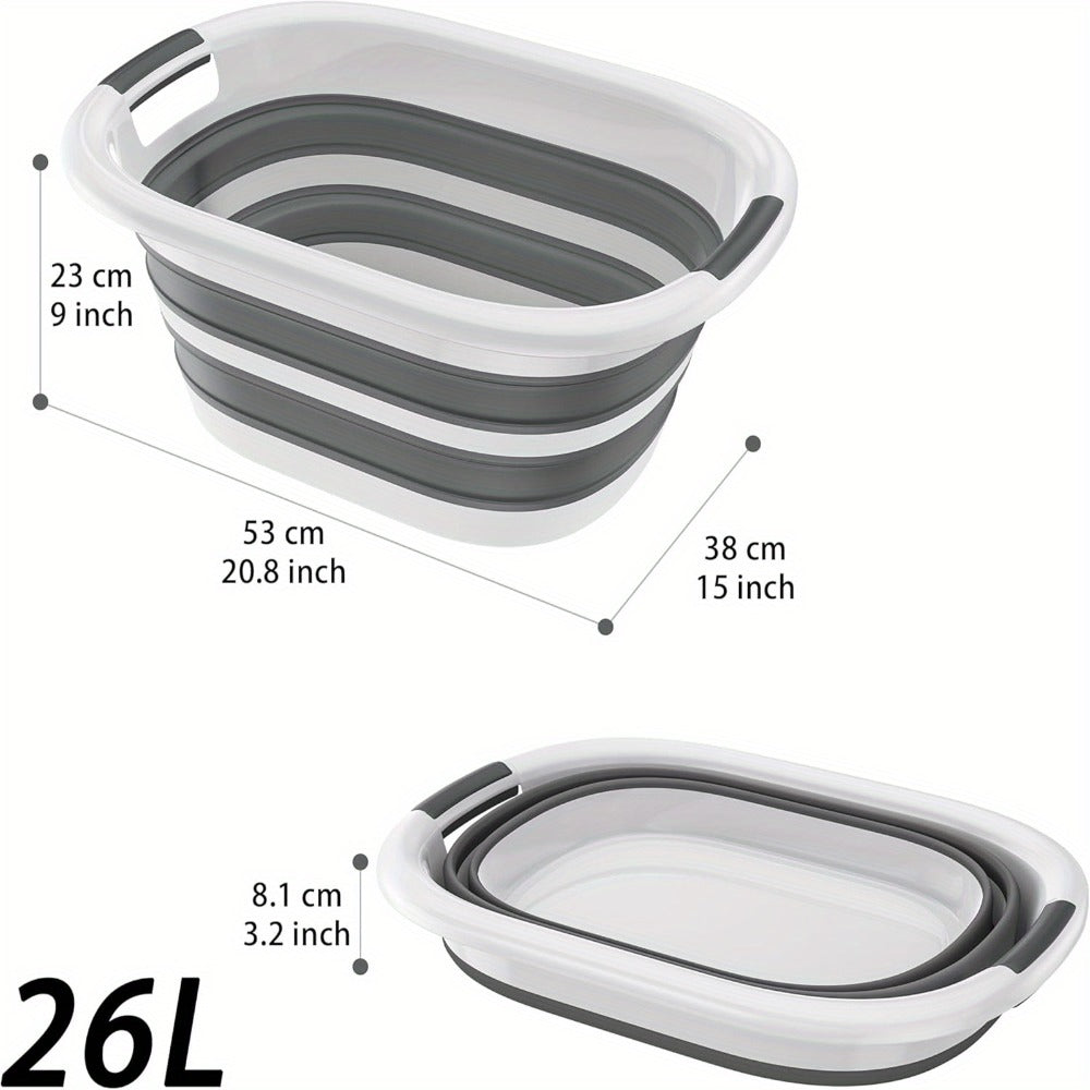 Canasta de Lavandería Plegable de 26L/40L Hecha de PP + TPE, Canasta de Lavado Ahorradora de Espacio con Asas, Contenedor Portátil para Lavado y Almacenamiento en Casa, Camping, Cestas de Lavandería