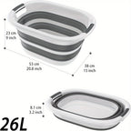 Canasta de Lavandería Plegable de 26L/40L Hecha de PP + TPE, Canasta de Lavado Ahorradora de Espacio con Asas, Contenedor Portátil para Lavado y Almacenamiento en Casa, Camping, Cestas de Lavandería