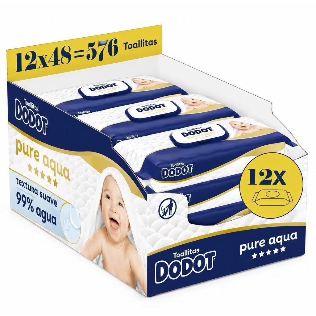Toallitas Dodot Aqua Pure Para Bebé. 672 Toallitas - 14 Pack De 48 Unidades. Ayuda A Restaurar El PH Natural De La Piel, 99% Agua, Sin plástico. Toallitas doodot Aqua Pure