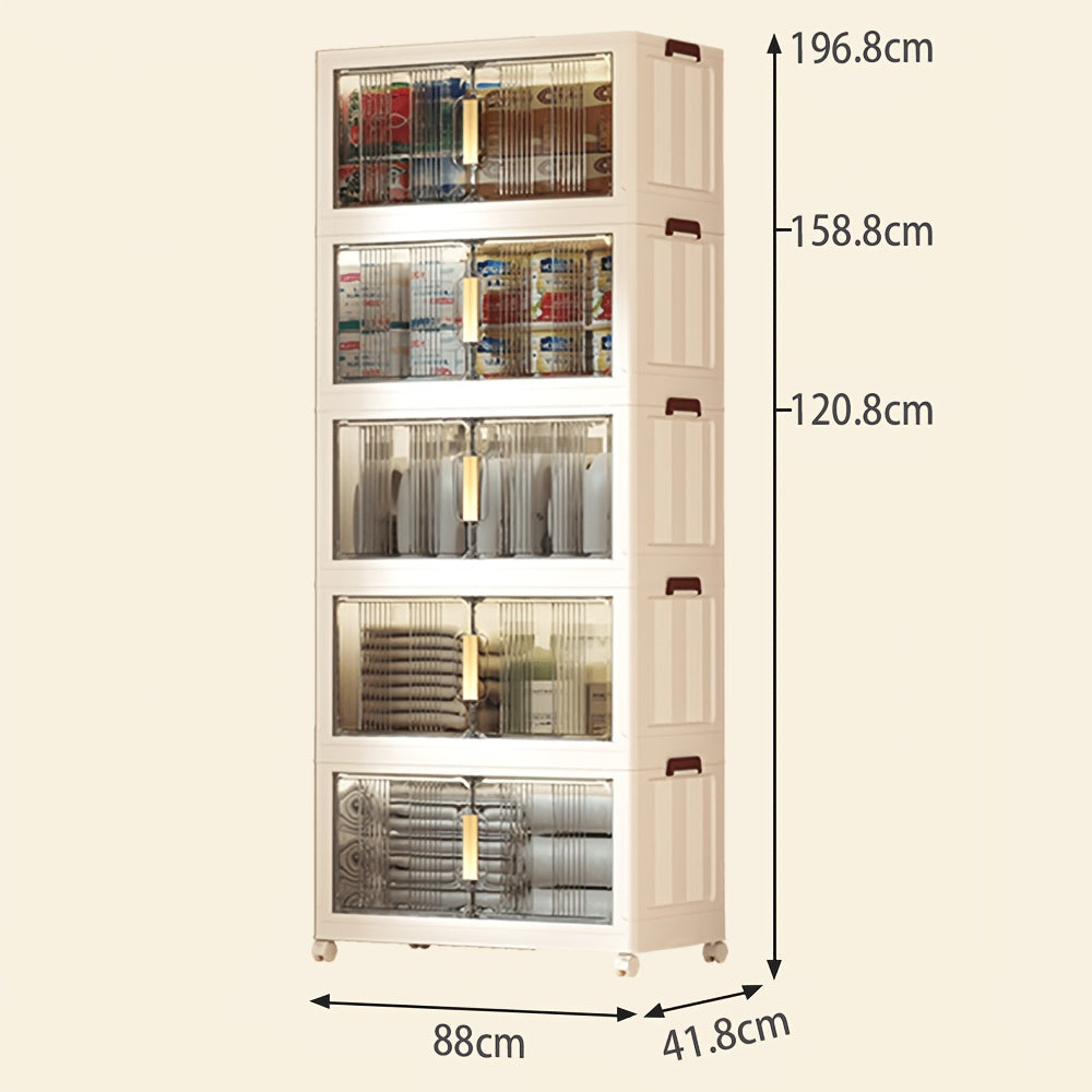 Armario plegable de almacenamiento con ruedas 88 cm plegable | Oficina, cocina y dormitorio