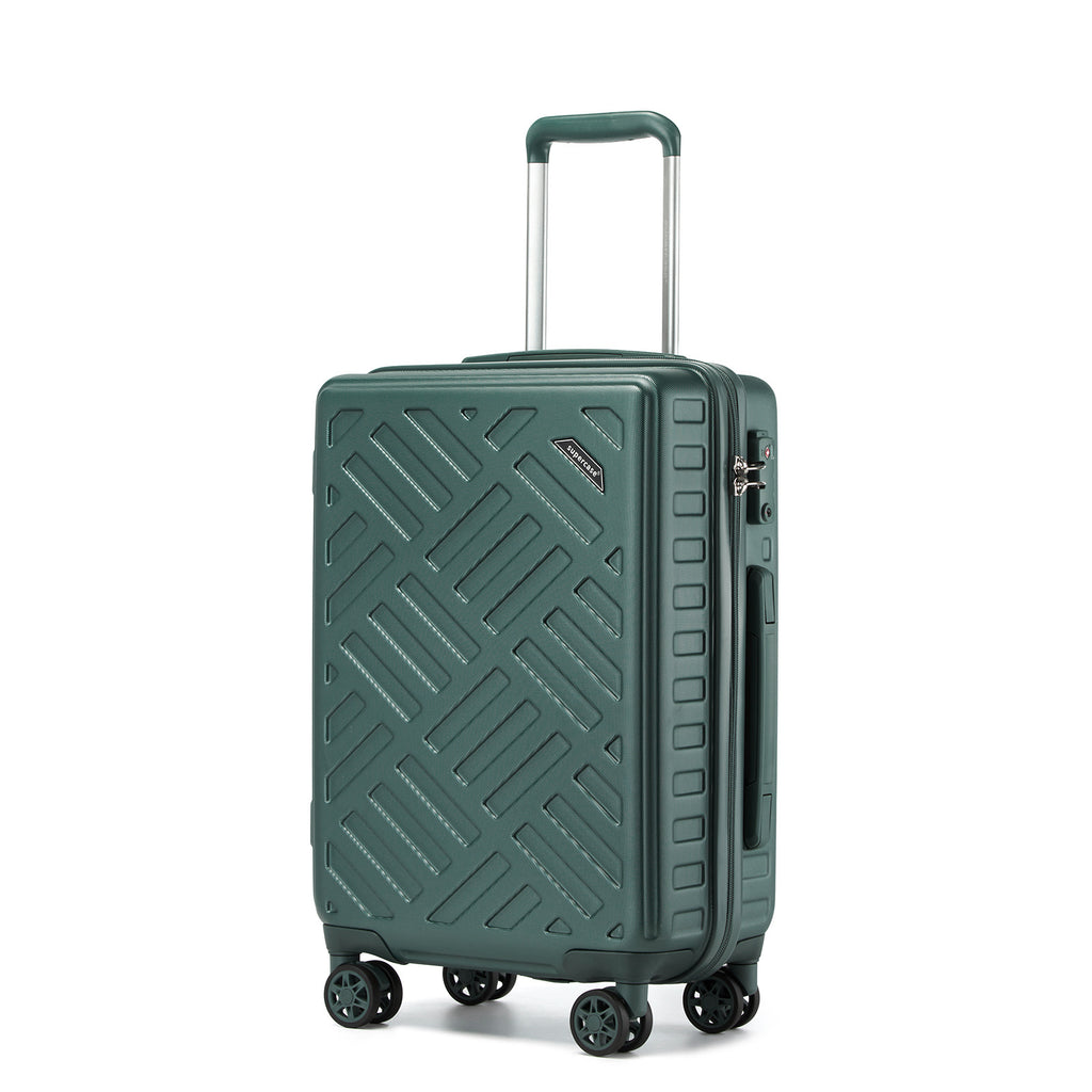 1pieza de 20/24/28 pulgadas Drak Green Sleek Geometric Pattern Hard Shell ABS+PC Maleta con cerradura TSA para viajes sin esfuerzo Regreso a la escuela Regalo de vacaciones