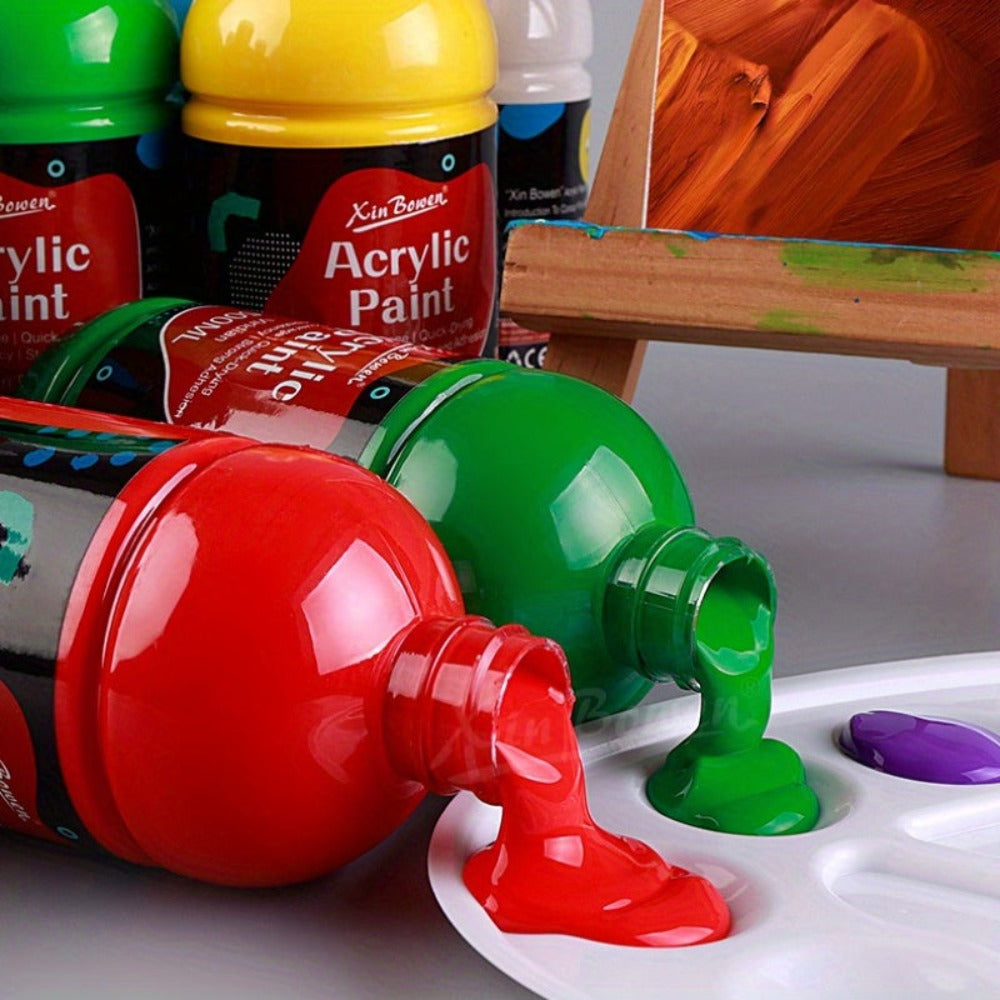 Pintura acrílica prémium de 14 colores en botellas de 500 ml, consistencia espesa y cobertura opaca para trabajo de estudio, bocetos al aire libre, pintura sobre lienzo, murales de pared y manualidades (artistas, estudiantes, aficionados)