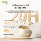 Auriculares Bluetooth | [Producto Oficial Acer] Auriculares Intrauditivos Inalámbricos TWS | Estéreo con Graves Profundos | Baja Latencia para