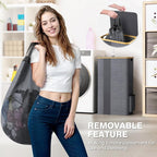 Cesto de lavandería Furnestorica con tapa, diseño de malla transparente con capacidad clara, cesto de ropa de lavandería de 100L con asas y bolsa de lavandería extraíble, cesto de diseño transpirable con tapa para dormitorio, baño, residencia, lavandería,