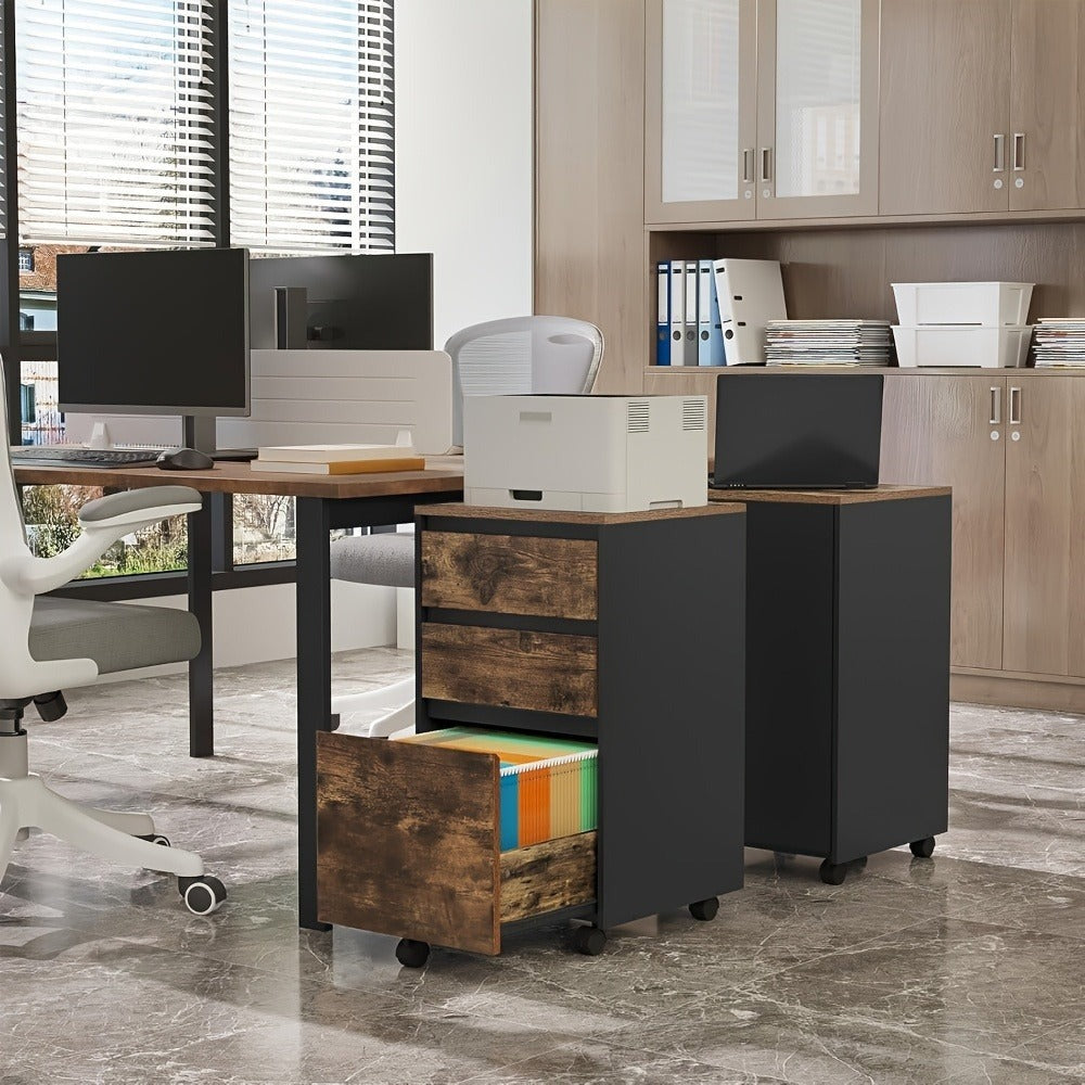 1pc Gabinete de Almacenamiento para Oficina con 3 Cajones, Gabinete de Oficina, Gabinete para Carpetas, Gabinete de Oficina con Ruedas, Contenedor Rodante con 3 Cajones, 40X70X40 Cm