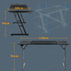 Mesa Gaming Mesa Gaming Escritorio Negro Tapa de Fibra de Carbono Mesa de Ordenador Gamer Mesa de PC Ergonómica con Agujero para Cables