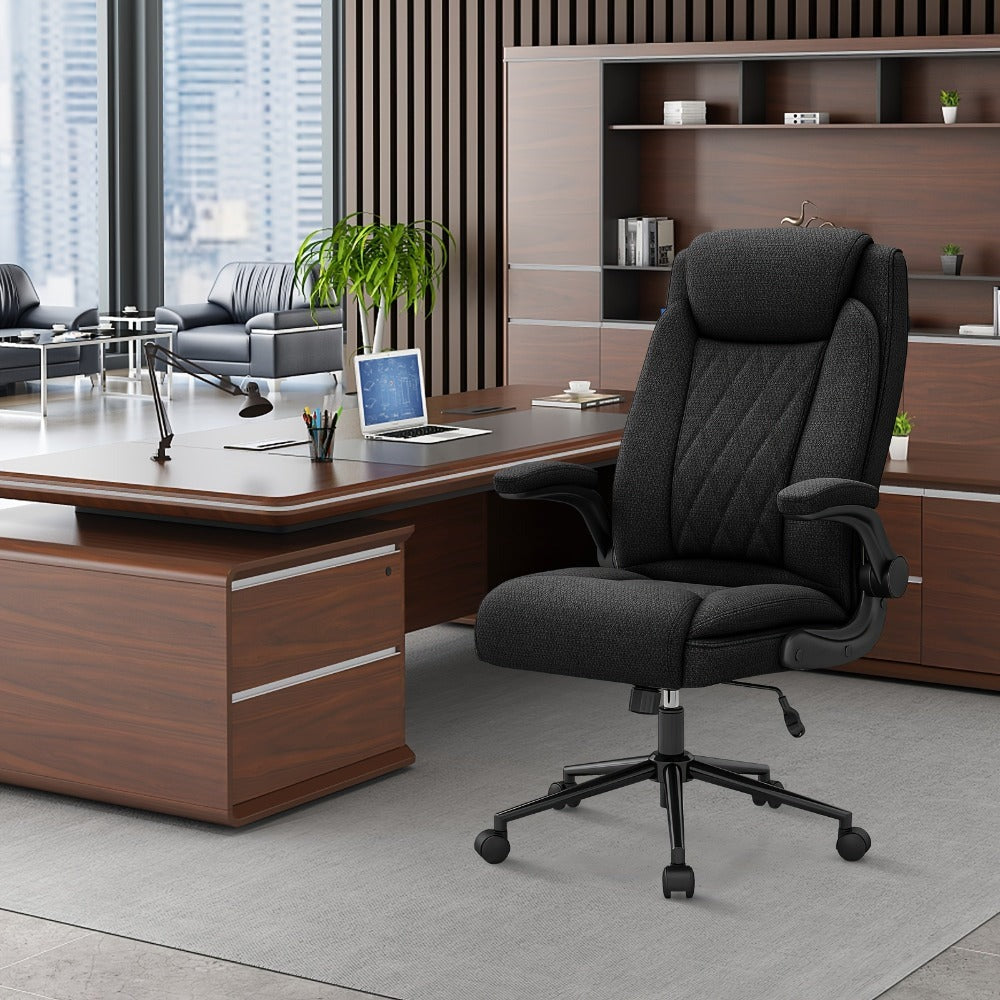 Silla de oficina ejecutiva, silla de oficina en casa grande y alta de alta resistencia para 226.8 kg, soporte ergonómico para cuello, espalda y cintura, rueda silenciosa de cinco patas, adecuada para escritorio de computadora en casa, escritorio