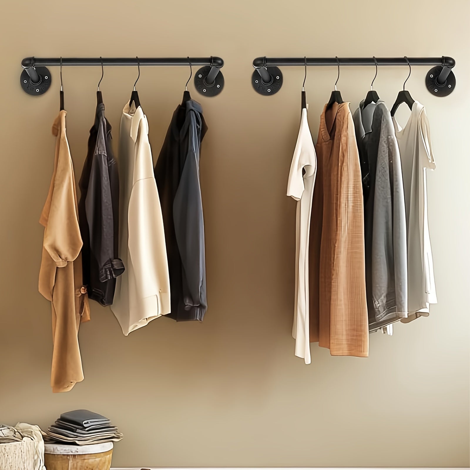 Perchero de tubo industrial de 200 cm para montar en la pared, toallero, barra para prendas de estilo vintage, riel de pared de alta resistencia para colgar y exhibir ropa, para dormitorio y lavadero