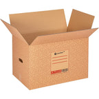 Caja Cartón para Mudanzas y Almacenaje Ultra Resistentes con Asas, Fabricadas en Cartón Duro, Ideal para Mudanzas o Almacenaje de Libros y Ropa, Transporte Cómodo y Seguro gracias a las Asas Laterales - packer PRO
