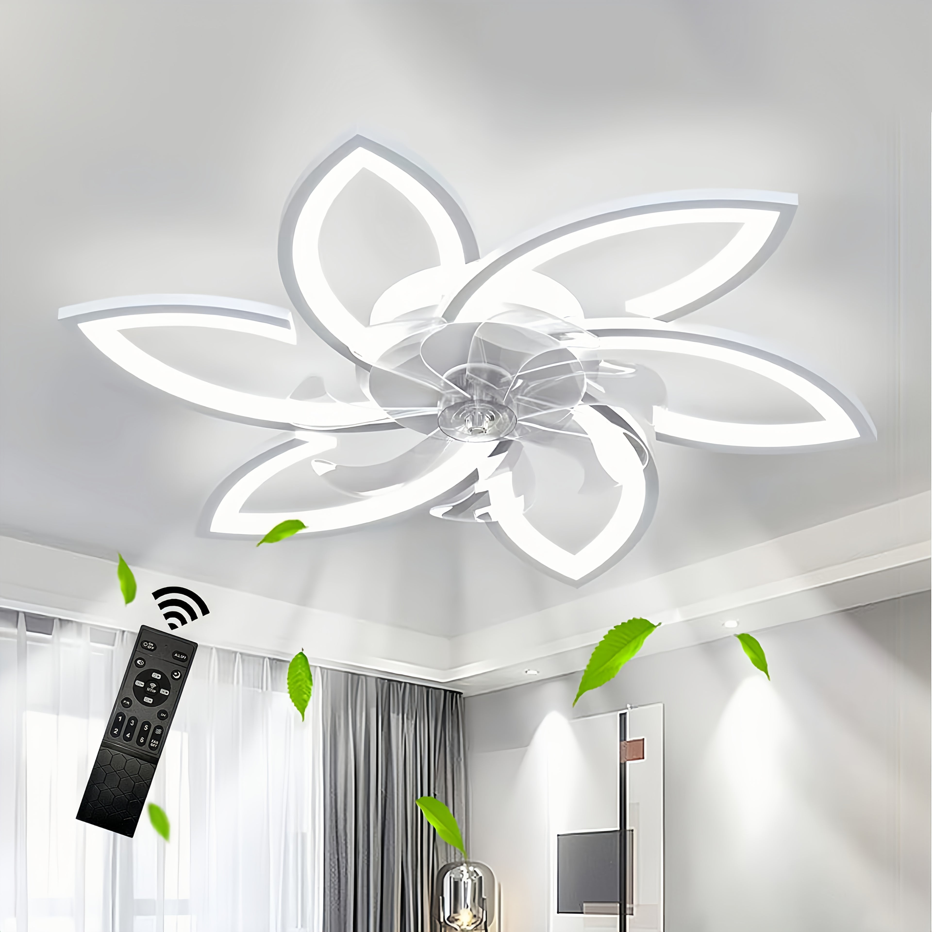 Ventilador de techo con iluminación para dormitorio y sala de estar | 66W y control remoto