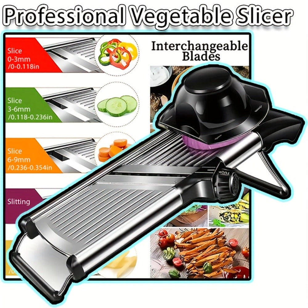 Cortador Profesional de Verduras de Acero Inoxidable, Rallador Ajustable - Accesorios de Cocina para Cebolla y Papa, Herramienta Práctica para Cocinar y Saltear Rápido en Fiestas, Regalos de Navidad y Halloween