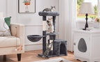 Costoffs Árbol de Gato con Plataforma de Altura de 87 Cm Árbol de Escalada con Cueva Cesta Postes de Sisal