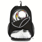 Bolsa de gimnasio ligera con cordón, con compartimentos para zapatos y una pelota, bolsillo húmedo y etiqueta de nombre - Perfecta para hombres, mujeres y estudiantes. Ideal para deportes como fútbol y baloncesto