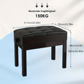 Banco para instrumento de teclado, Banco para piano, Altura ajustable 48-58 cm, Banco para piano con espacio de almacenamiento, Cojín de cuero sintético, Capacidad de carga hasta 150 kg, Banco multifuncional, Se puede utilizar como taburete de vestir, tab
