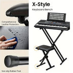 Juego de 1 taburete de hierro para piano electrónico, plegable, de altura ajustable, en forma de X, para una persona, silla para guitarra, taburete plegable de altura ajustable en forma de X para piano