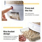 1pc Caja de almacenamiento de granos giratoria, Contenedor giratorio de gran capacidad para almacenar arroz y granos, Contenedor para almacenar granos enteros, Dispensación de un toque para granos pequeños