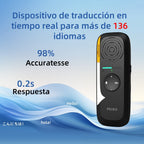 Dispositivo de traducción de lenguaje bidireccional portátil PEIKO con auriculares - Traducción de voz en línea instantánea, 75 idiomas, alta precisión, carga por tipo C, diseño compacto para viajes, negocios, aprendizaje, herramienta de traducción de via