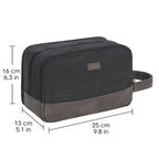 Neceser de Viaje de Lona con Asa Lateral para Hombre y Mujer, Organizador de Artículos de Aseo de Viaje, Bolsa de Afeitado con Bolsillo Separado para Artículos Secos y Húmedos para Viajes