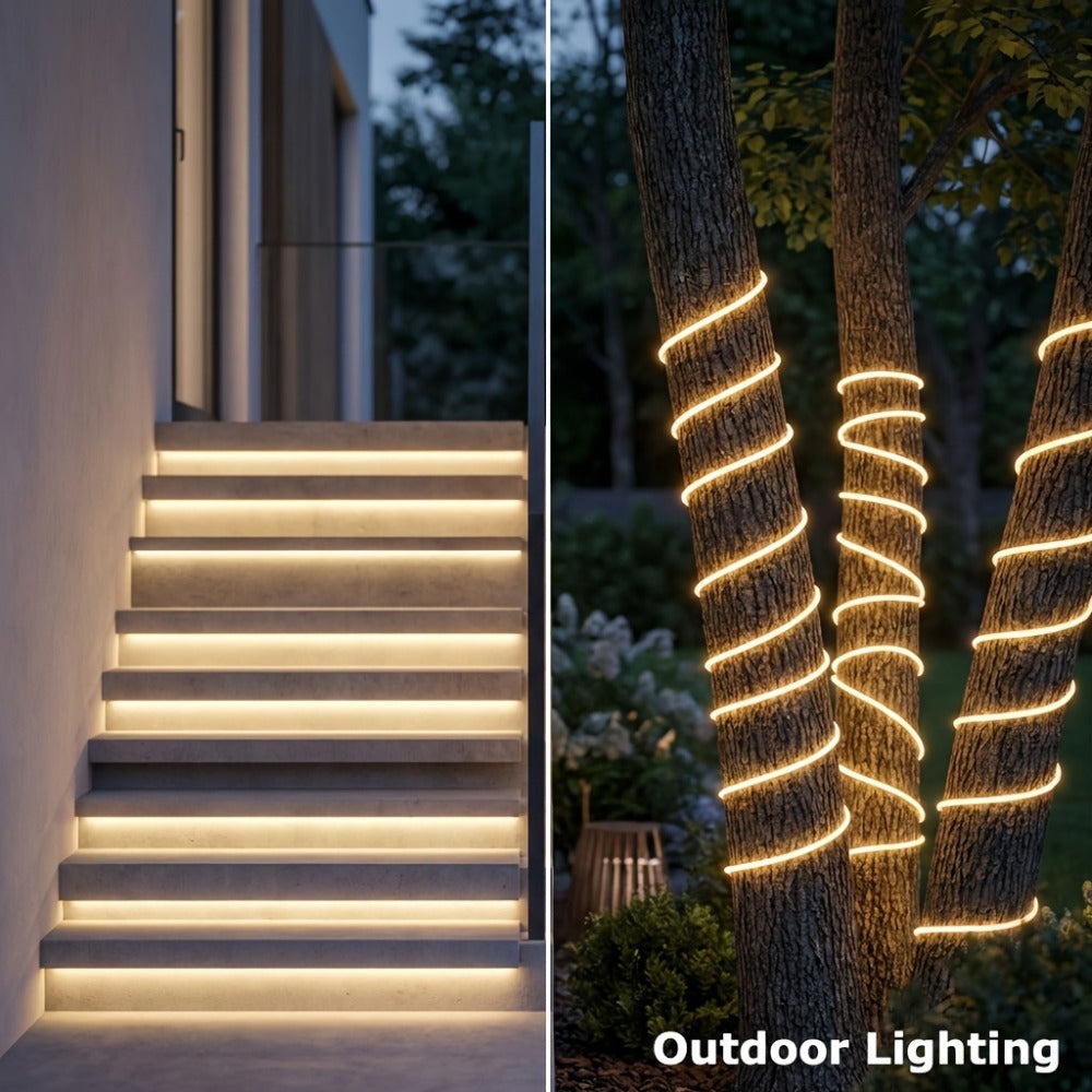Tiras de luces LED súper brillantes AC 220V 230V | Cinta adhesiva de 120 LED/m, Cinta LED para lámpara exterior, Blanco o Blanco Cálido para cocina, jardín, decoración de habitaciones del hogar, Iluminación interior con enchufe de alimentación europeo | M
