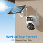 Cámara de seguridad inteligente solar de doble lente 4G para exterior con 8MP, detección de movimiento, audio bidireccional, visión nocturna a todo color, notificaciones de alarma, equipada con tarjeta SIM