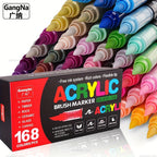 Rotulador de 168 colores con punta de pincel suave, ideal para usar en roca, madera, lienzo, piedra, vidrio y cerámica - Punta anti-compresión para una aplicación suave - Perfecto para manualidades, regalos navideños y proyectos artísticos