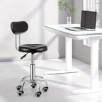 Taburete giratorio moderno de PU con respaldo bajo, altura regulable, para trabajo, salón, dibujo técnico, con reposapiés ()