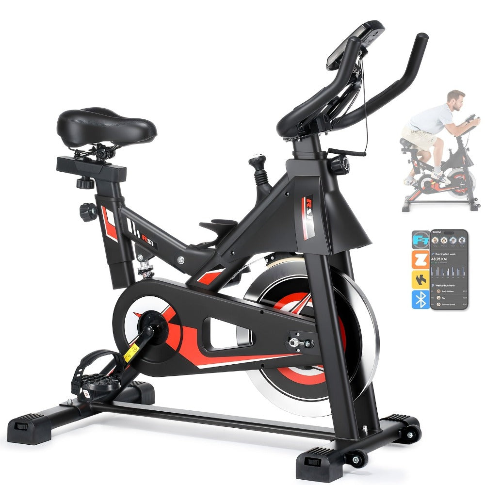 Bicicleta estática de interior Kehot | Resistencia magnética silenciosa | Pantalla LCD | Monitor de frecuencia cardíaca | Manillar y asiento ajustables en 6 niveles | Soporte incorporado y portabotellas | Capacidad de 150 kg | Entrenador de fitness domést