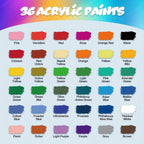 Un set de pinturas para aerógrafo en 12, 24 o 36 colores, cada una de 10 ml/0.33 oz, perfecto para diversas técnicas de pintura, incluyendo pintura al óleo, pintura a mano y proyectos. Ideal para principiantes y aficionados, así como para cerámica y arte.