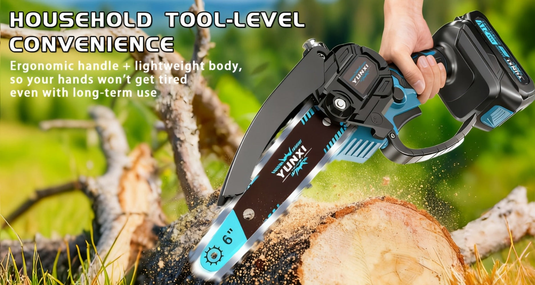 Motosierras Eléctricas Inalámbricas, Motor sin Escobillas, Ajustable en Múltiples Niveles, Herramienta de Potencia, con Protector de Salpicaduras, Ideal para Podar Ramas y Madera en Patios y Jardines, Regalo Perfecto para Hombres, Esposos y Padres, Opcion