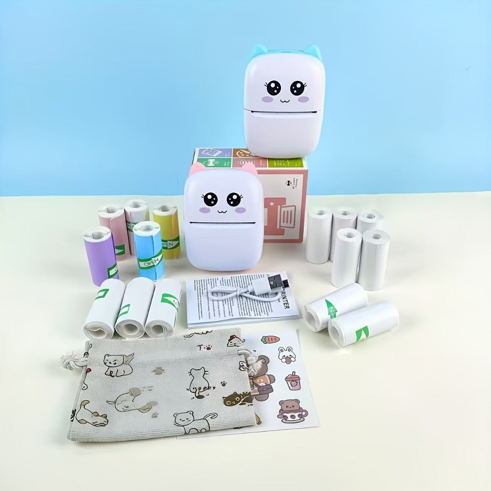 Mini impresora portátil, impresora de etiquetas de bolsillo inalámbrica, incluye un kit de impresora multirrollo, mini impresora compatible con iOS y Android, ideal para etiquetas, notas, listas de tareas y proyectos de bricolaje