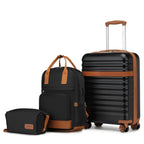 3 piezas de Conjunto de Maleta Trolley Equipaje de Mano Maleta de Viaje Maleta de Viaje de Caja Dura ABS + PC con 4 Ruedas Candado TSA Conjunto de Maleta Incluye 1 Mochila de Viaje y 1 Bolsa de Aseo Regreso a la Escuela Regalo de Vacaciones