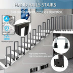 Barandillas para escaleras | Metal U-Shaped Handrail Railing for Stairs, Indoor Outdoor Balustrade, Side Mounted, Black, for Staircase, Balcony