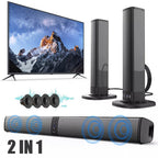 Barra de Sonido Estéreo para Smart TVs, Subwoofer sin varillas 2 en 1, Sistemas de Cine en Casa, Mejora de Graves, Conectividad Inalámbrica, TF, AUX, FM, RCA, TWS, Batería Recargable Integrada de 2000mAh, Compatible con Reproductor de DVD, TV, Computadora